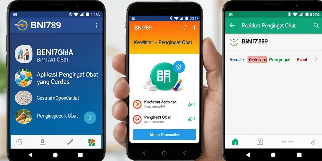 Antarmuka BNI789 yang intuitif untuk Pengingat Obat.