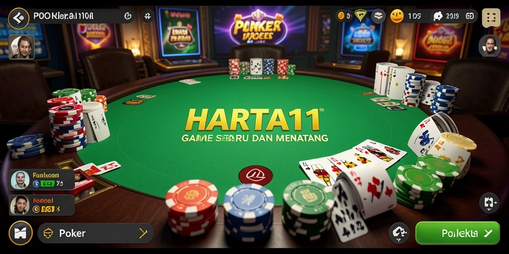 Tampilan antarmuka HARTA11 yang menarik saat bermain Poker.