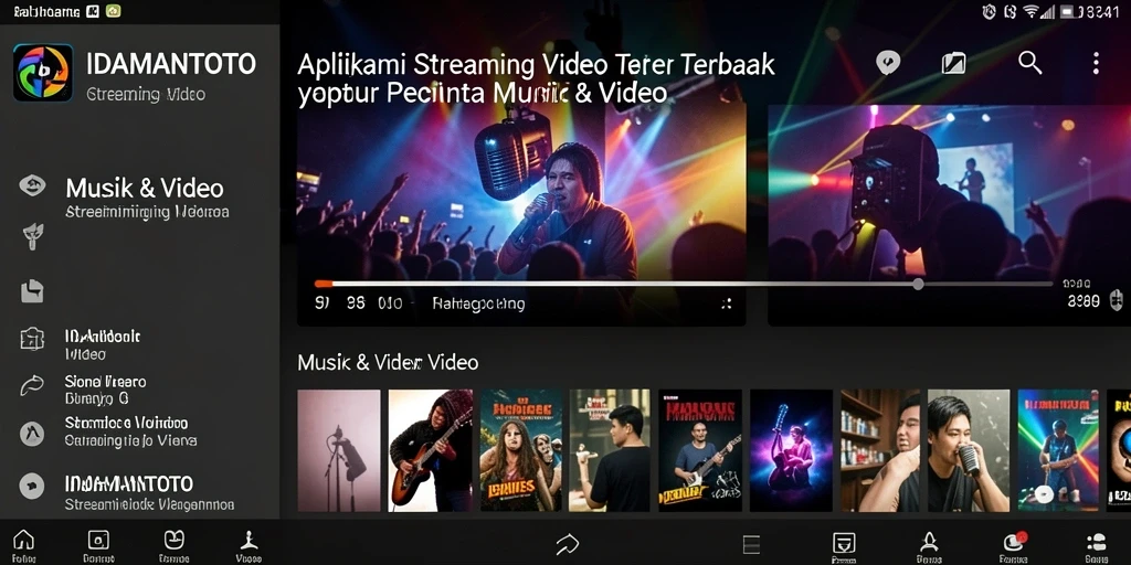 Antarmuka pengguna aplikasi IDAMANTOTO yang menarik dan fungsional untuk Streaming Video.