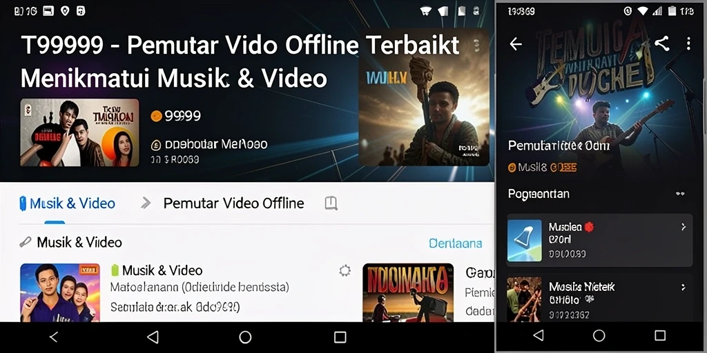 Tampilan antarmuka T9999 yang sederhana dan intuitif untuk Pemutar Video Offline.